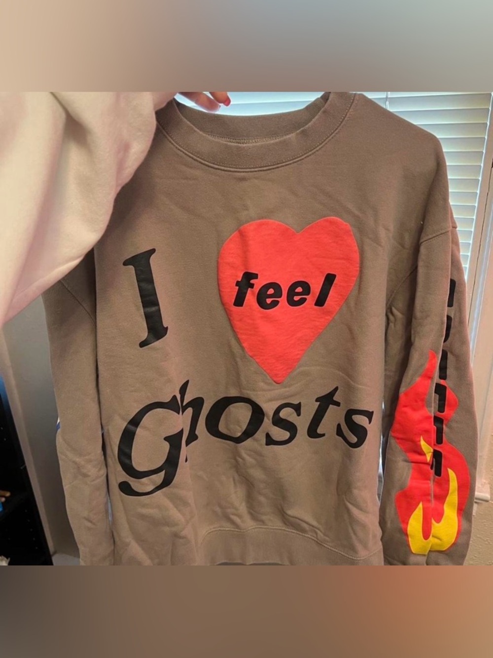 I Heart Feel Ghosts Graphic Sweatshirt - Brown with Red Heart